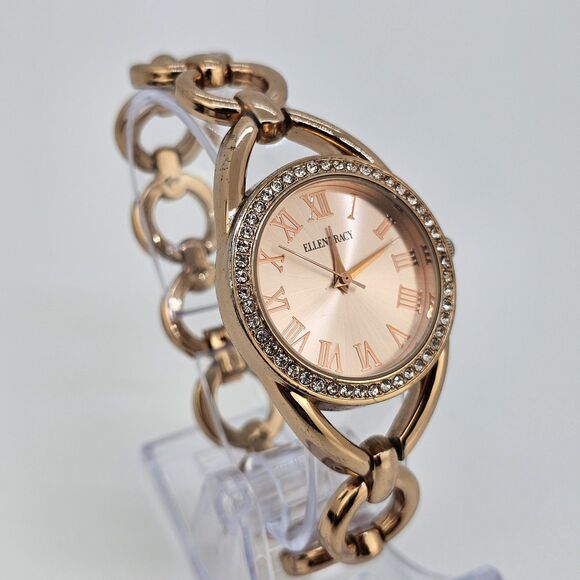 Ellen Tracy Women's Watch 32MM Gold Dial Gold Bracelet Band 7" New Battery - Picture 4 of 11